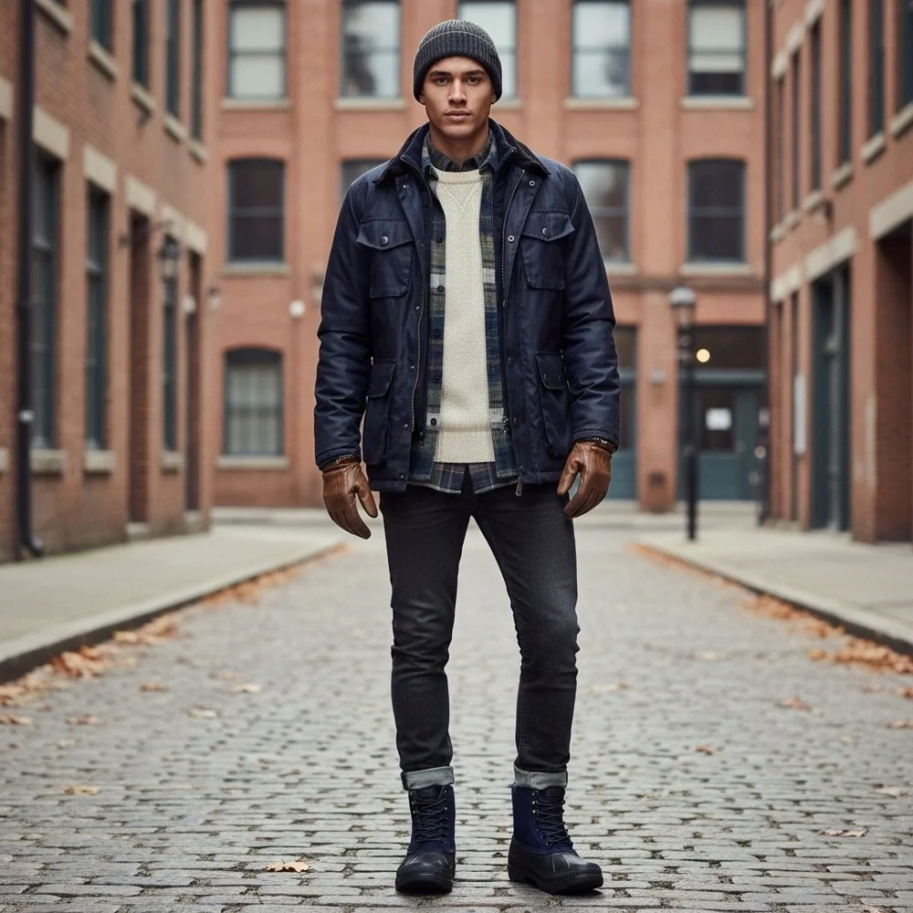 SPERRY Seacycled Ice Bay Boot Wool Blend Upper Navy